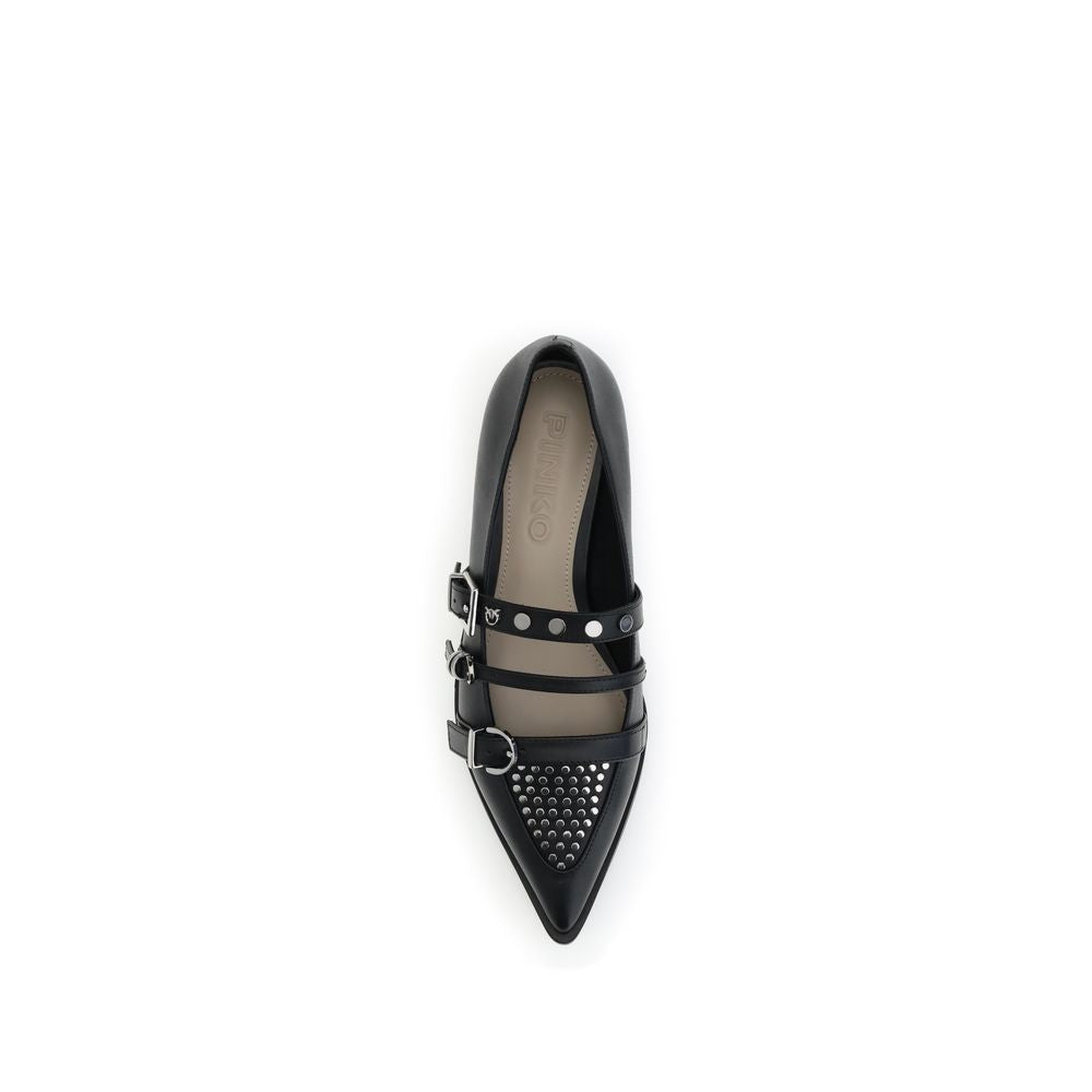 Black Calf Leather Bos Taurus Ballet Flats