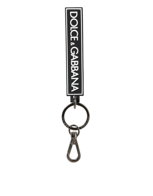 Black White DG Rubber Logo Silver Men's Holder Keyring