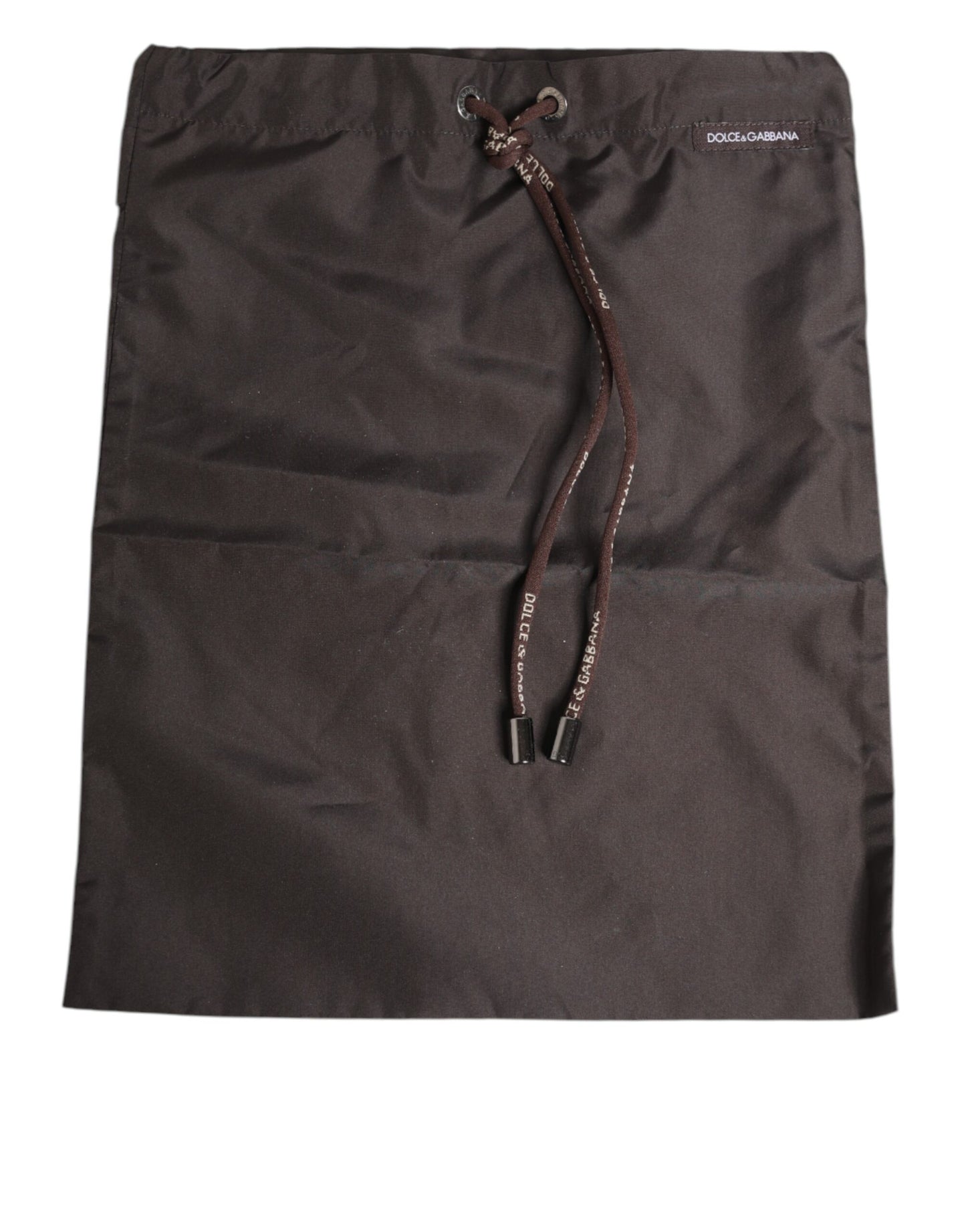 Brown Polyester Logo Elastic Waistband Swimwear