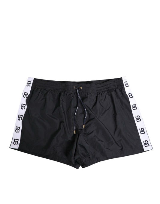 Black Nylon Side Logo Tape Shorts Swimwear