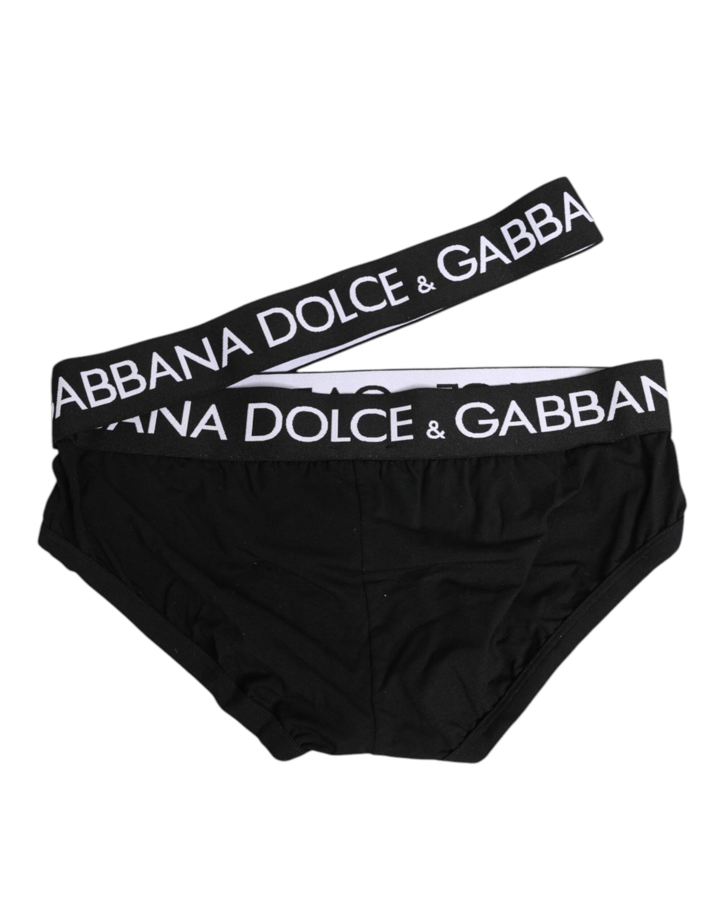 Black Cotton Elastic Logo Waistband Swimwear