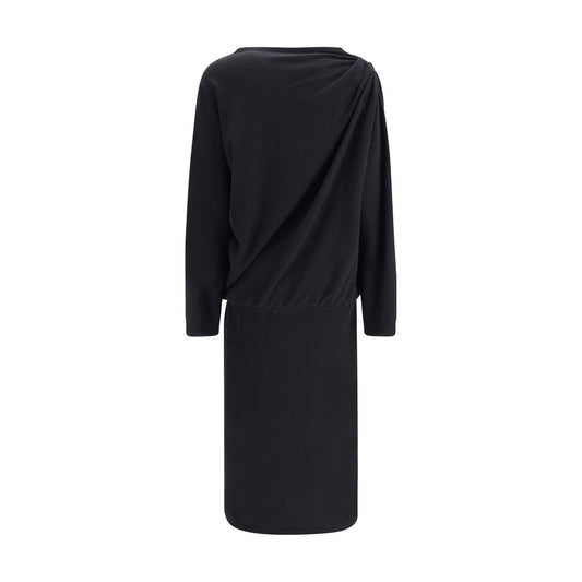 Black Fleece Wool Casual Dress