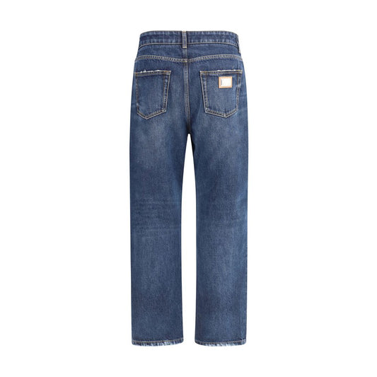 Blue Cotton Boyfriend Jeans