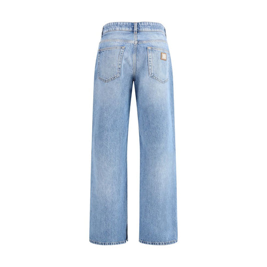 Light Blue Cotton Straight-Leg Jeans