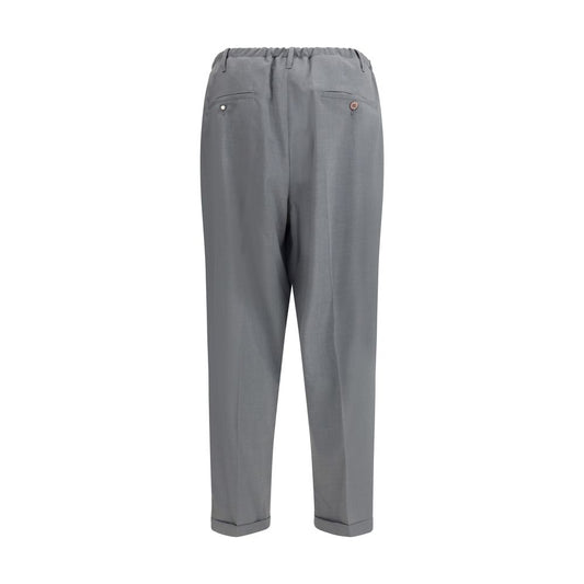 Gray Polyester Casual Pants