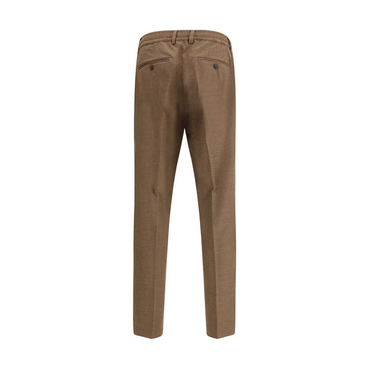 Brown Fleece Wool Casual Pants