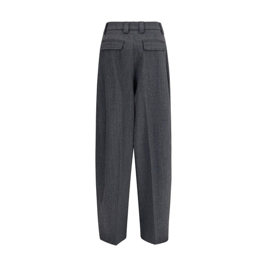 Gray Polyester Casual Pants