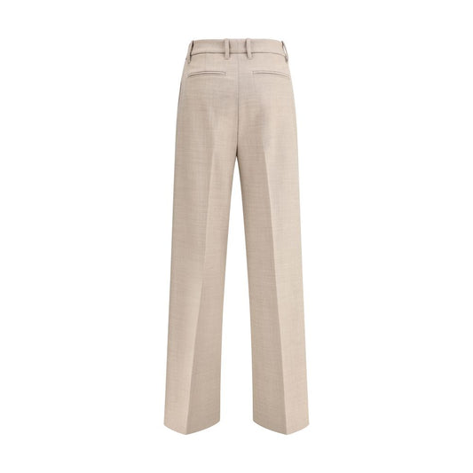 Beige Wool Casual Pants
