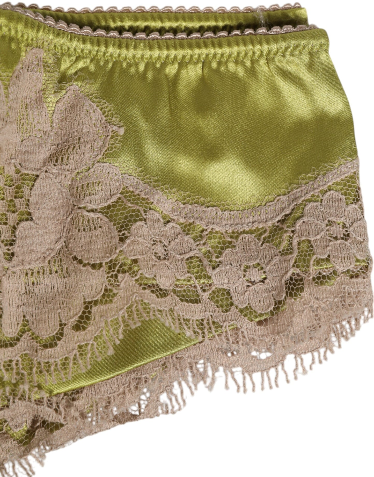 Green Silk Satin Lace Trim New Slip Underwear