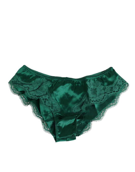 Green Satin Lace Briefs Women Underwear