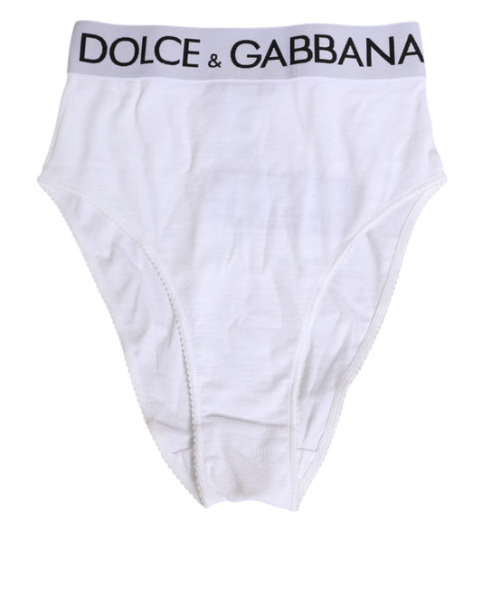 White Cotton Elastic DG Logo Waistband Underwear