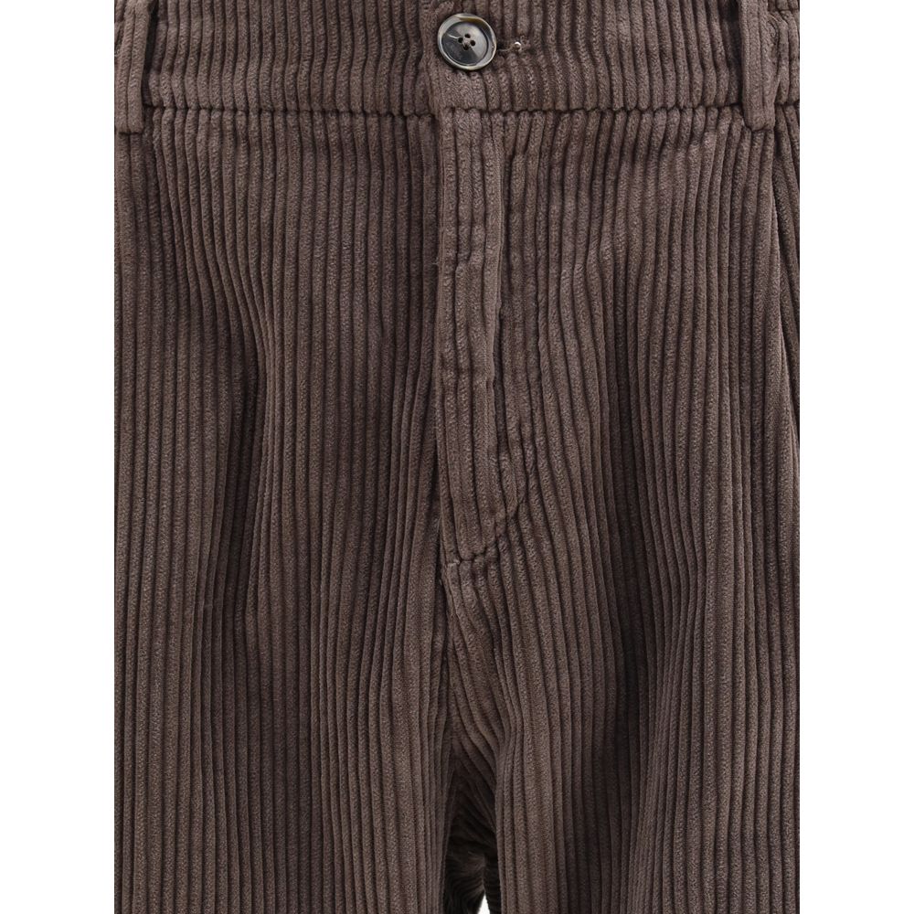 Brown Cotton Casual Pants