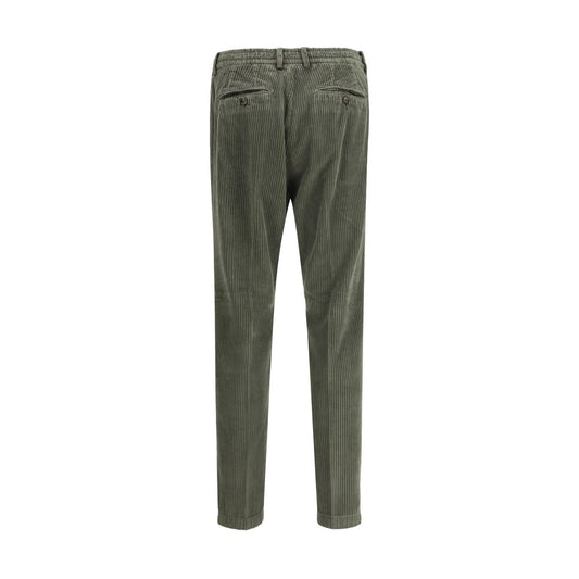Green Cotton Casual Pants