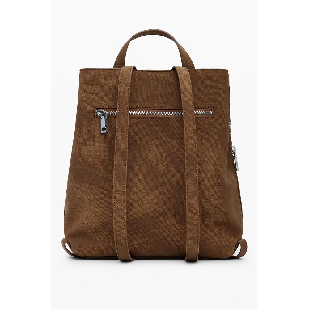 Brown Polyethylene Women Backpack