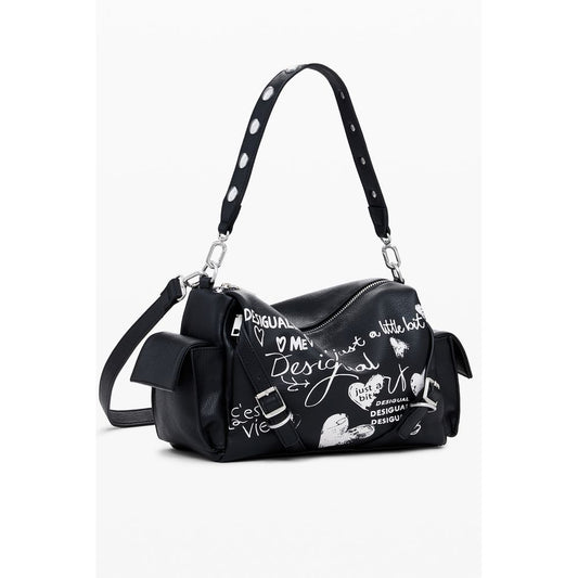 Black Polyethylene Women Handbag