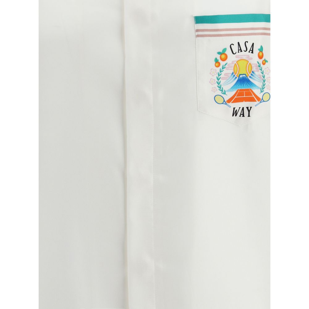 White Silk Pattern Shirt