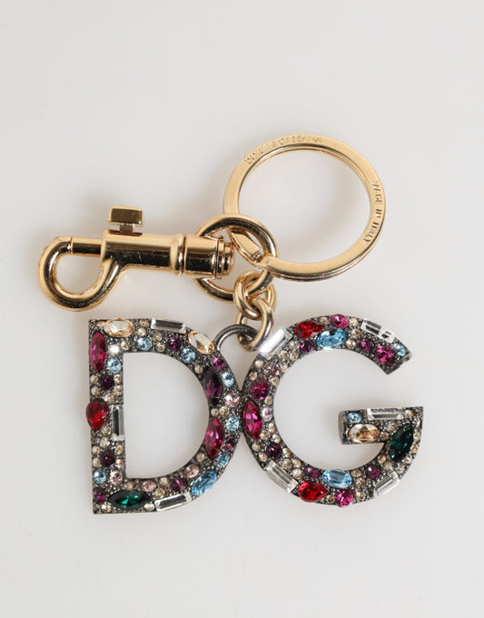 Multicolor Crystal DG Logo Gold Keychain Charm Keyring