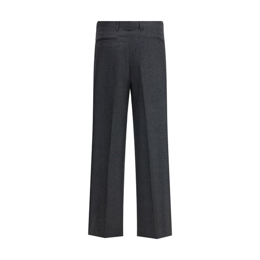 Gray Fleece Wool Casual Pants