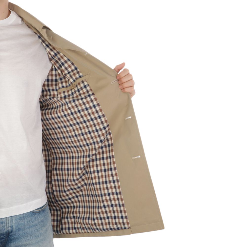 Beige Cotton Men Trench Coat