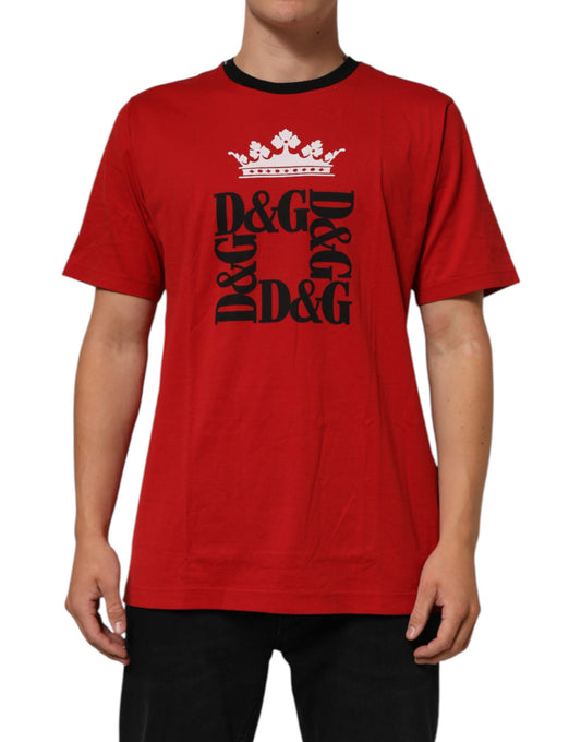 Red Logo Crown Cotton Short Sleeves T-shirt