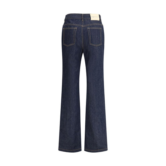 Blue Cotton Straight-Leg Jeans