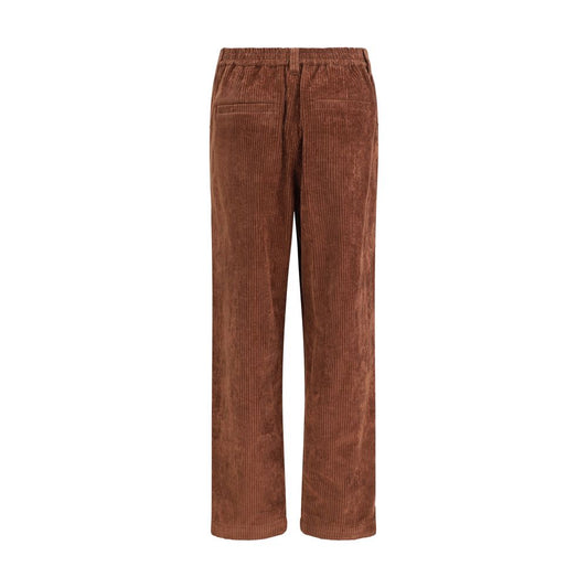 Brown Cotton Casual Pants
