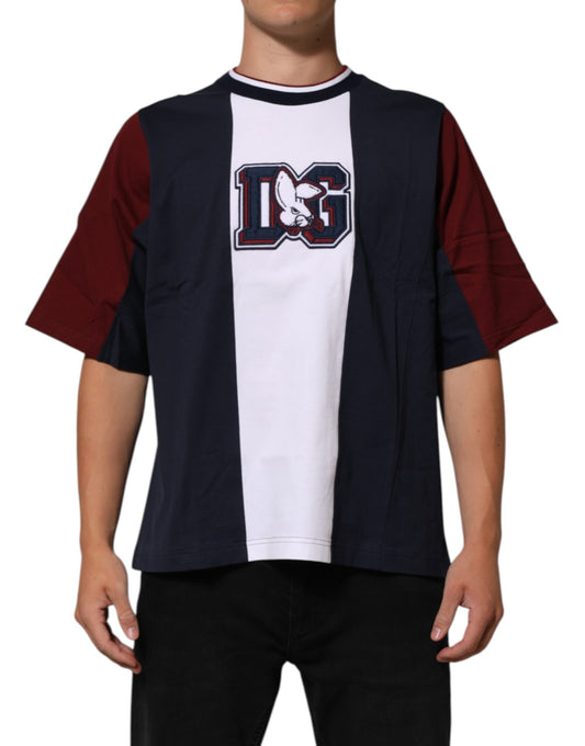 Multicolor Striped Cotton Men Crew Neck T-shirt