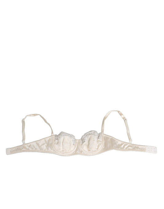 Off White Silk Underwired Balconette Bra Underwear