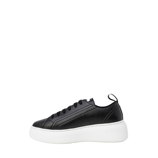 Black Artificial Leather Low Top Sneakers