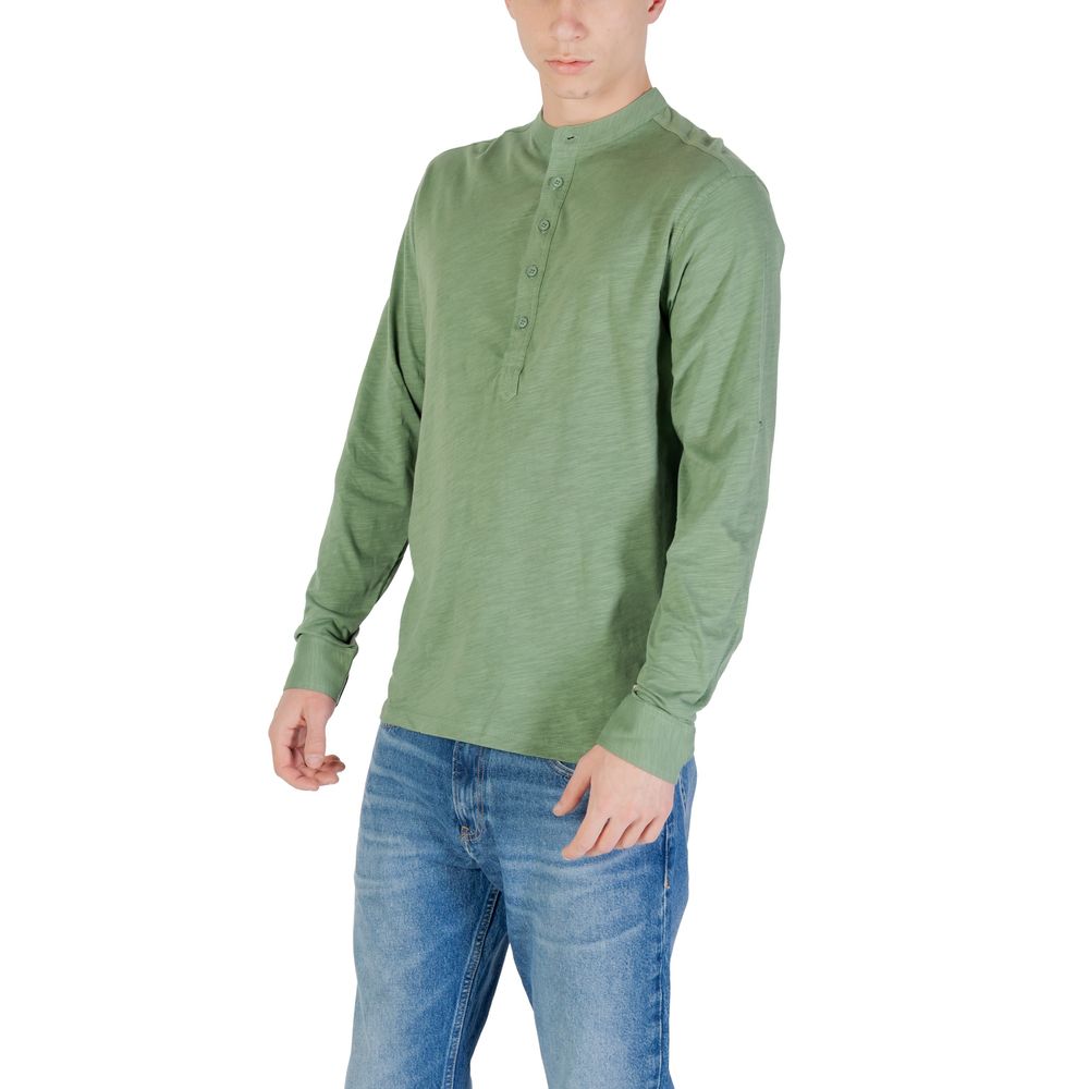 Green Cotton Long Sleeve T-Shirt