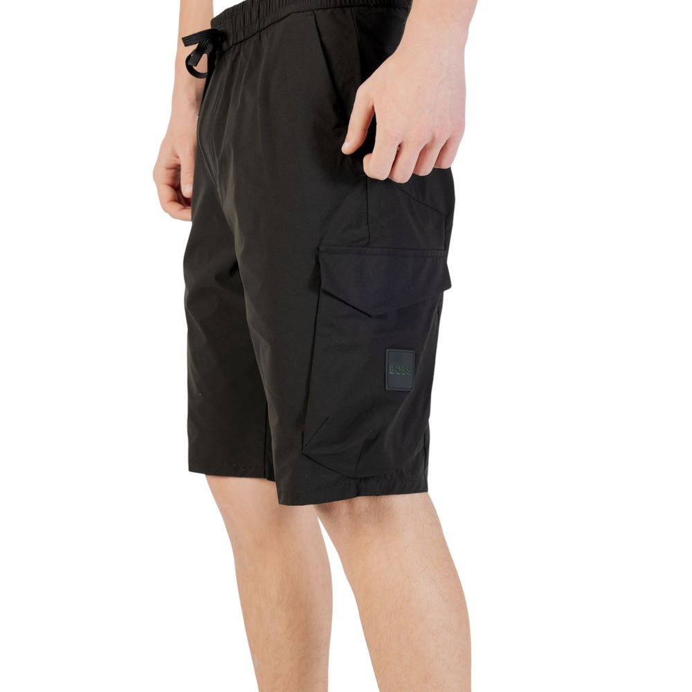 Black Polyester Bermuda Shorts