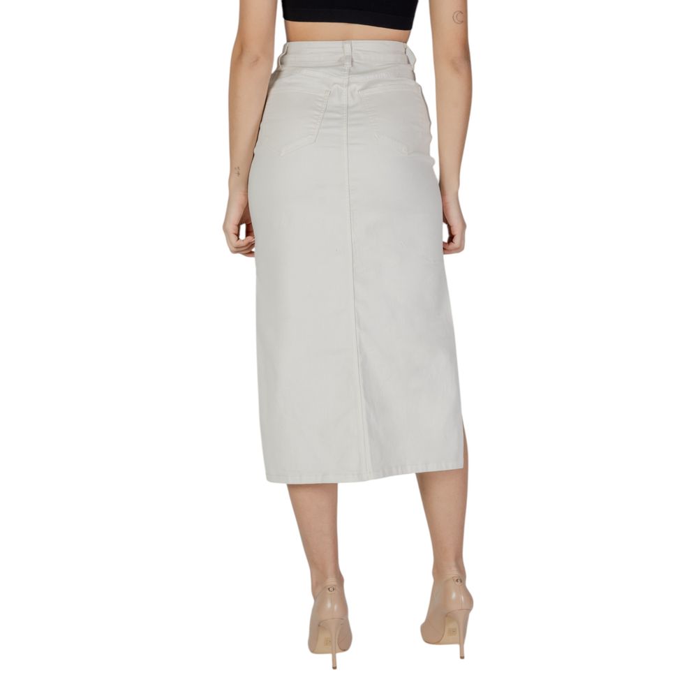 Cream Cotton Long Skirt