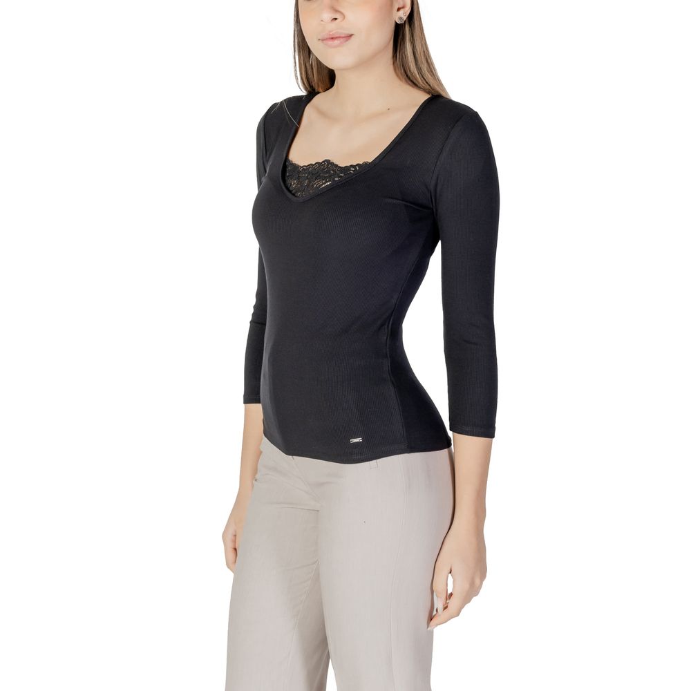 Black Viscose Long Sleeve T-Shirt