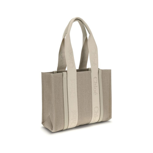 Beige Linen Shoulder Bag