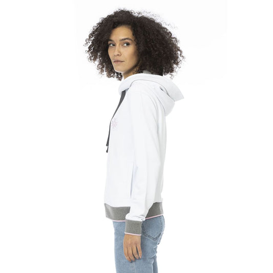 White Cotton Women Sweatshirt Top