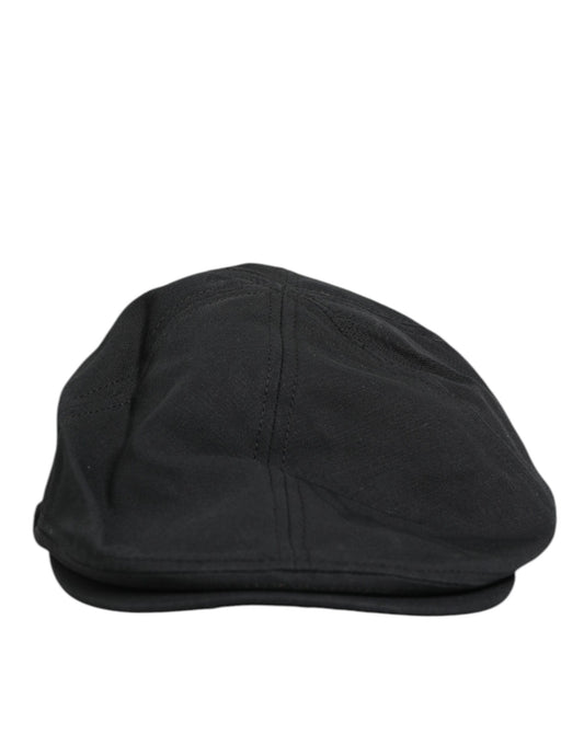 Black Cotton Blend Newsboy Men Cloth Cap Hat