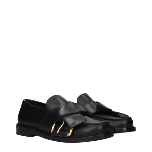 Black Leather Slip-On Loafers