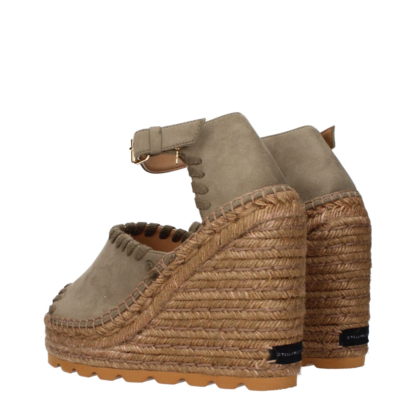 Green Leather Wedge Sandals