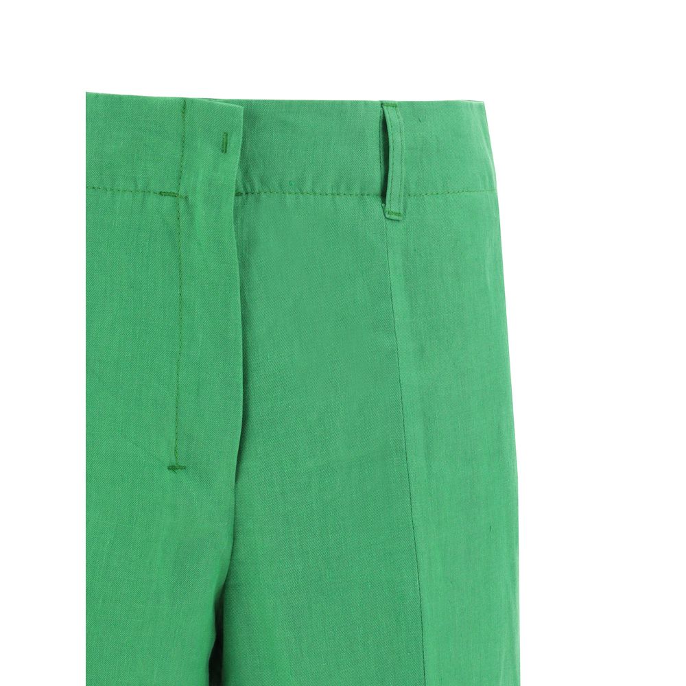 Green Linen Casual Pants
