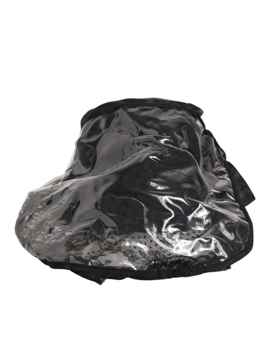 Black PVC Wide Brim Men Bucket Capello Hat