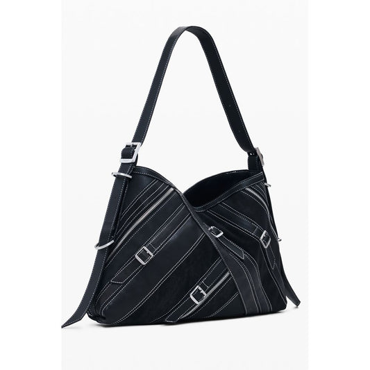 Black Polyethylene Women Handbag