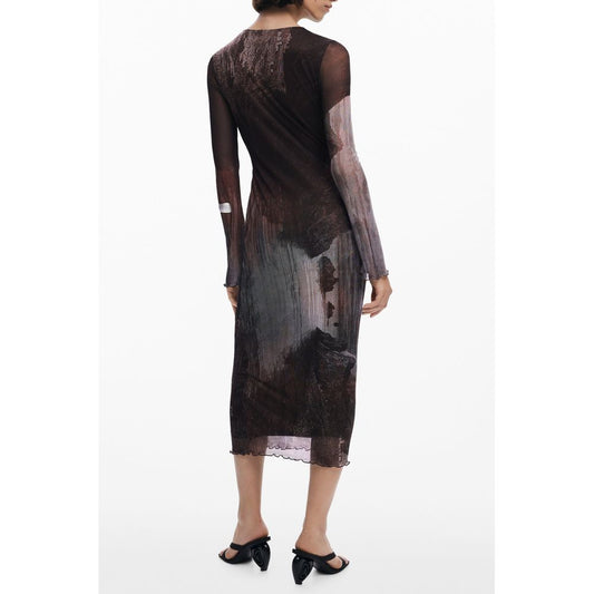 Brown Polyester Women Dress