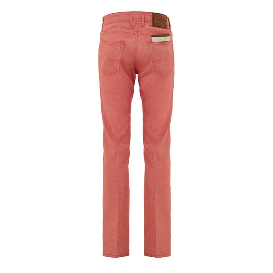 Red Cotton Skinny Pants