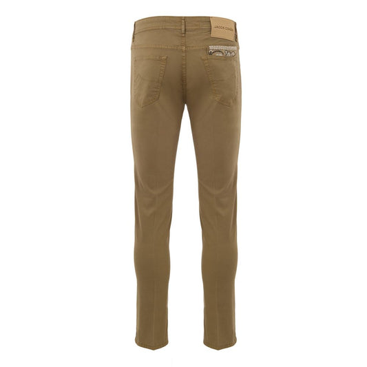 Beige Cotton Skinny Pants