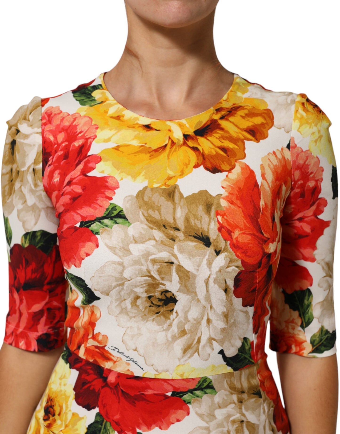 Multicolor Floral Print Viscose Sheath Dress