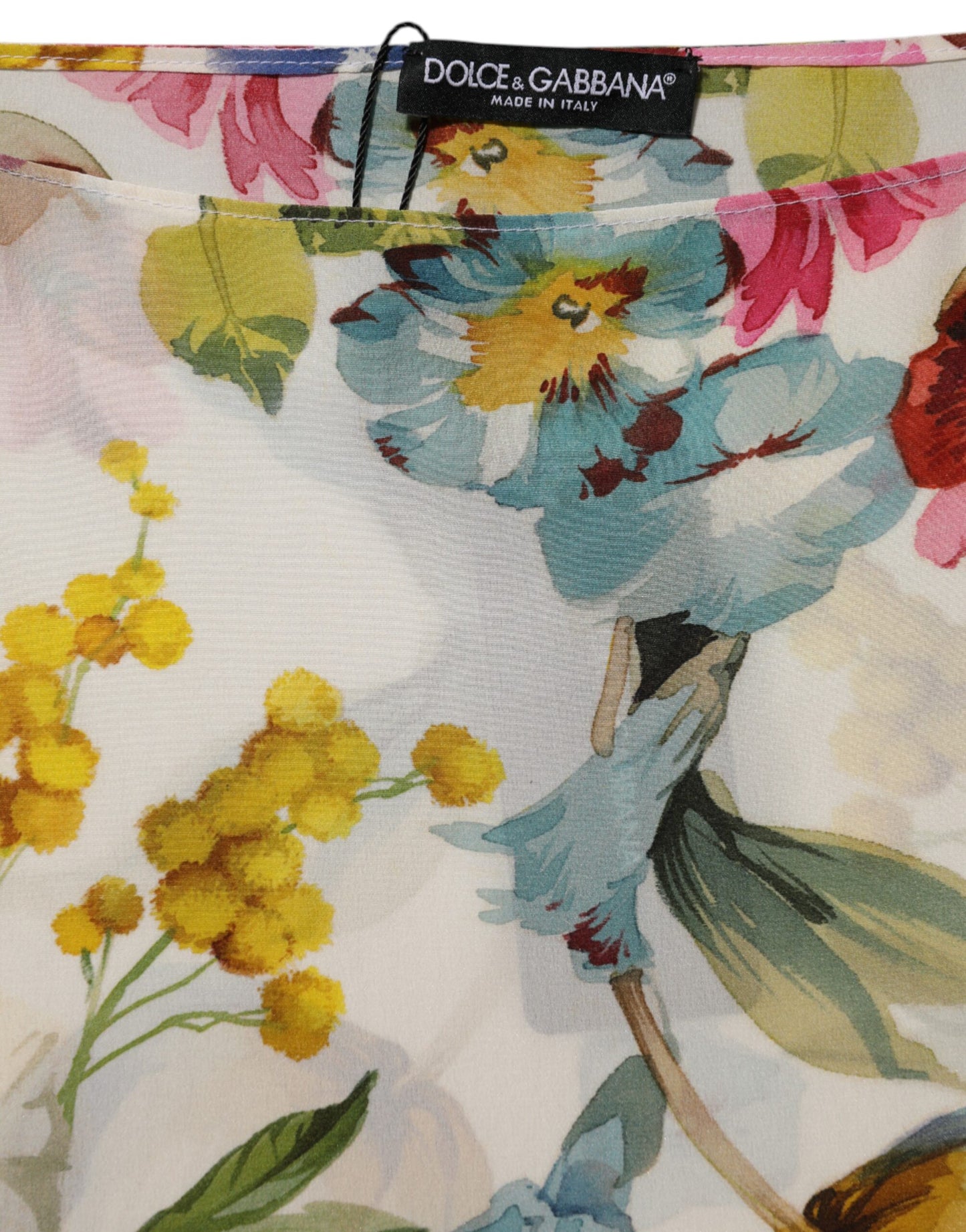 White Floral Print Silk Sheath LongGown Dress