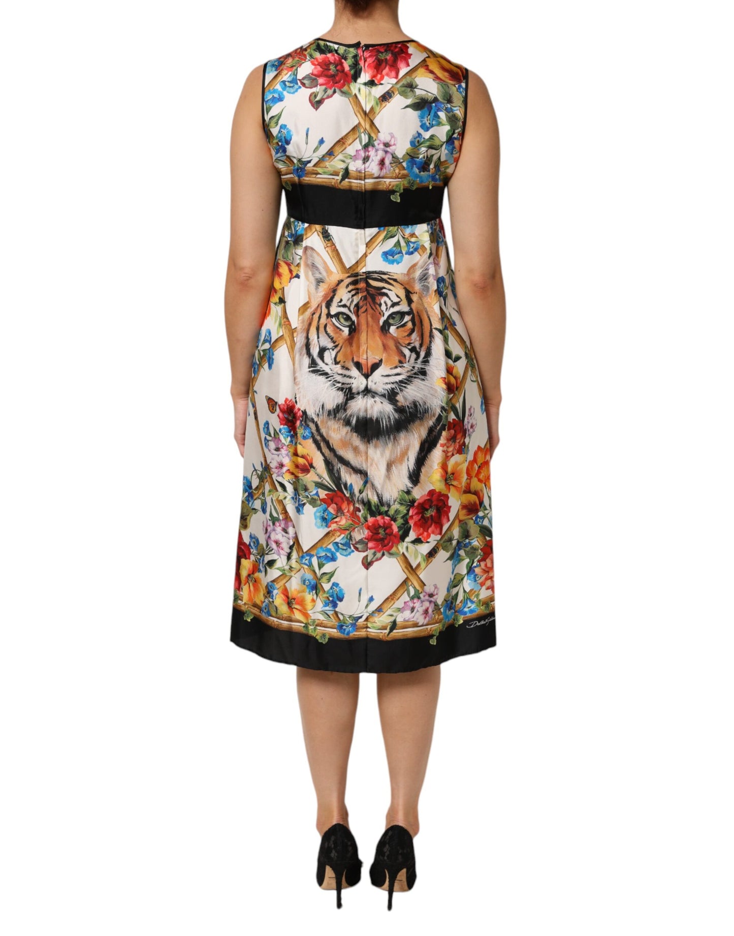 White Tiger Floral A-line Sleeveless Dress