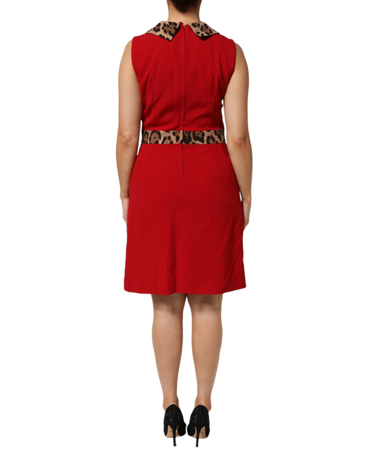 Red Leopard Viscose Sheath A-line Dress