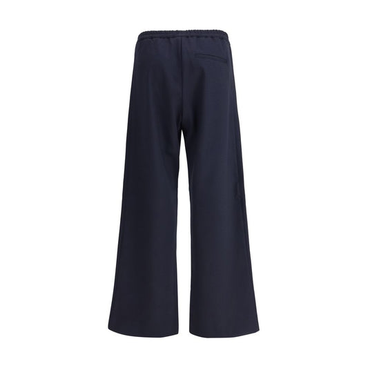 Blue Cotton Casual Pants