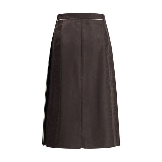 Brown Silk Midi Skirt